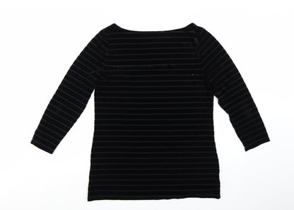 Ralph Lauren Women Black Velvet Striped Tunic Top XL