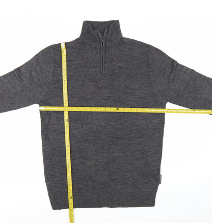 French Connection Men's Grey M 1/2 Zip High Neck Acrylic Jumper