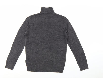 French Connection Men's Grey M 1/2 Zip High Neck Acrylic Jumper