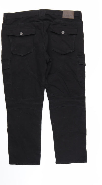 OGGI 76 Men's Black Regular Fit Cargo Biker Trousers Size 44