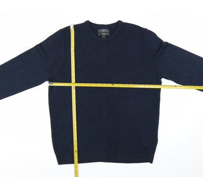 Marks and Spencer Men's Blue Cashmilon Crew Neck Jumper Size L