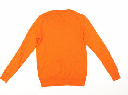 Paul Costelloe Men's Orange Merino Wool Crew Neck Jumper M