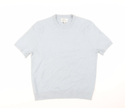 Marks and Spencer Men's Light Blue Pure Cotton Crew Neck T-Shirt Large