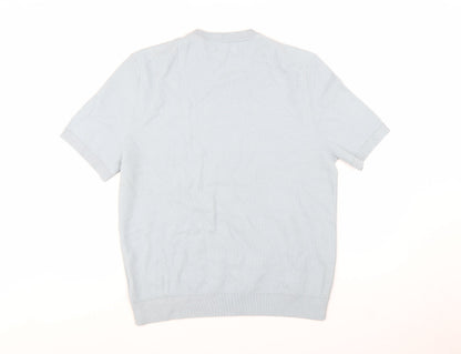Marks and Spencer Men's Light Blue Pure Cotton Crew Neck T-Shirt Large