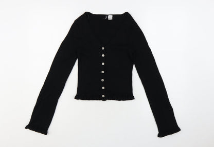 H&M Divided Women's Black Slim Fit Knit Button Cardigan Size S