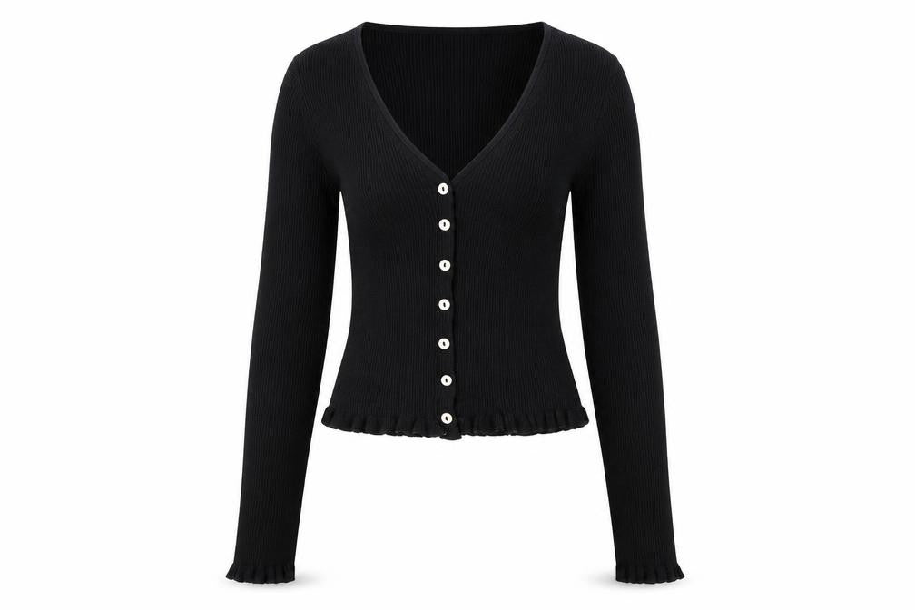 H&M Divided Women's Black Slim Fit Knit Button Cardigan Size S