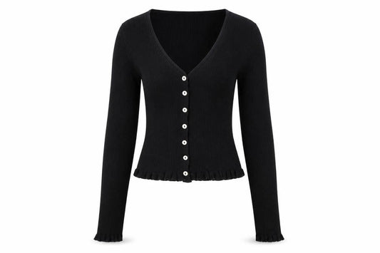 H&M Divided Women's Black Slim Fit Knit Button Cardigan Size S