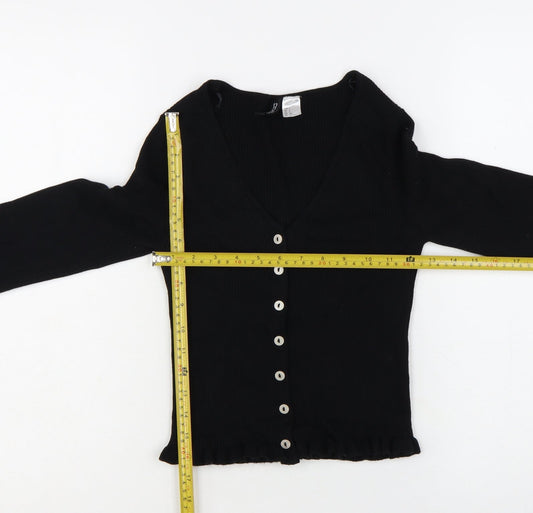 H&M Divided Women's Black Slim Fit Knit Button Cardigan Size S