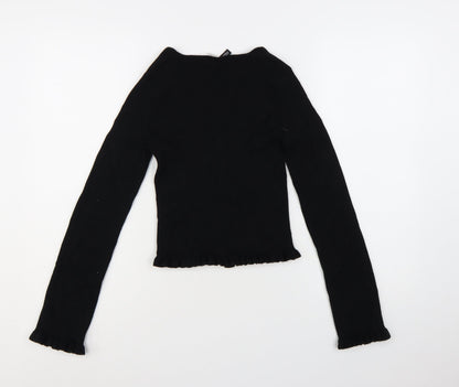 H&M Divided Women's Black Slim Fit Knit Button Cardigan Size S