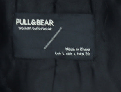 Pull & Bear Women's Black Faux Fur Bomber Jacket Size 14
