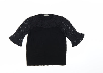 Oasis Women's Black Lace Sleeve Pullover Jumper M