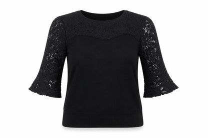 Oasis Women's Black Lace Sleeve Pullover Jumper M