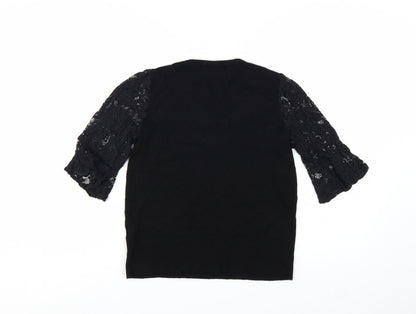 Oasis Women's Black Lace Sleeve Pullover Jumper M