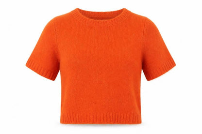 Next Women Orange Short Sleeve Pullover Jumper Size S