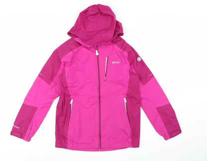 Regatta Girls Pink Waterproof Hooded Rain Coat Jacket 13 Years