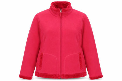 Lands' End Womens Pink Fleece Jacket XL Full Zip Warm Casual