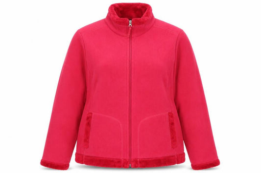 Lands' End Womens Pink Fleece Jacket XL Full Zip Warm Casual