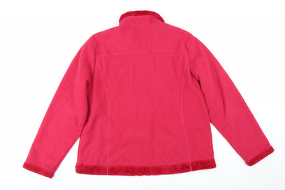 Lands' End Womens Pink Fleece Jacket XL Full Zip Warm Casual