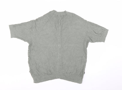 Marks and Spencer Women's Green V-Neck Short Sleeve Knit Jumper Size M