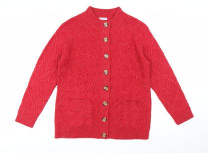 Damart Women’s Red Cable Knit Button Cardigan Size 18/20
