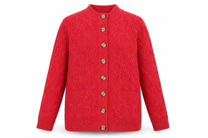 Damart Women’s Red Cable Knit Button Cardigan Size 18/20
