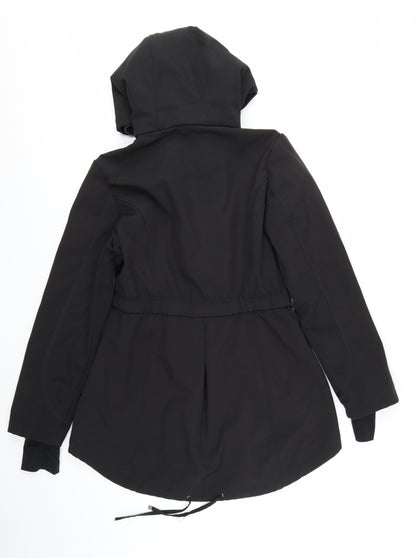 French Connection Women's Black Mid-Length Hooded Softshell Jacket M