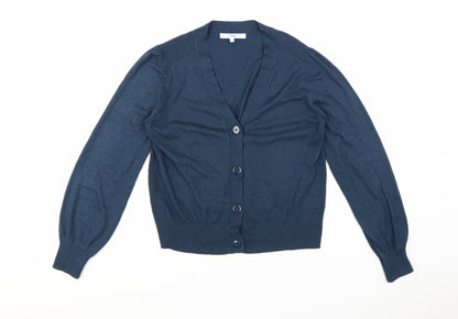 Next Women's Blue Size 12 V-Neck Button Cardigan