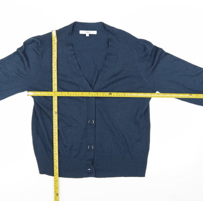 Next Women's Blue Size 12 V-Neck Button Cardigan