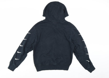 Nike Women Black Medium Pullover Hoodie Swoosh Logo Lined Cotton Blend
