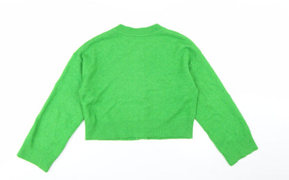 ASOS DESIGN Women's Green Wool Blend Crew Neck Cardigan S