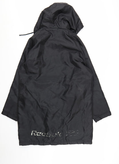 Reebok Men’s Black Hooded Long Parka Coat Size M Lined Winter Jacket