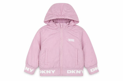 DKNY Girls Pink Hooded Puffer Jacket 24 Months Polyester Winter Coat
