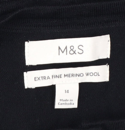 Marks and Spencer Women's Black Merino Wool Cardigan Size 14