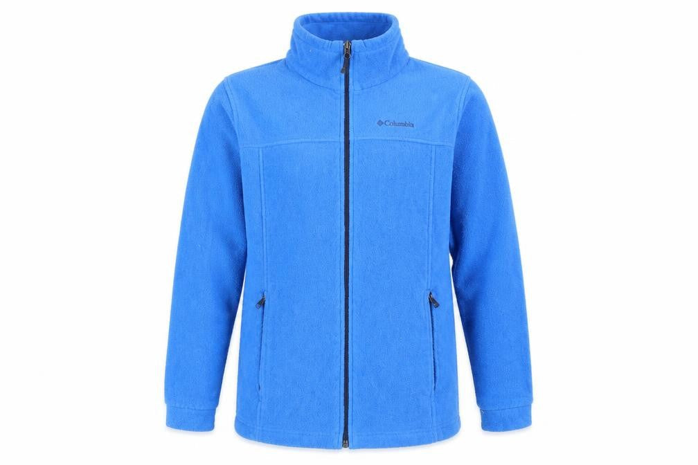 Front view of Columbia boys’ blue full zip fleece jacket, size L, (14-16 years)