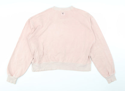 Reebok Womens Pink Crew Neck Pullover Sweatshirt Size M 12-14
