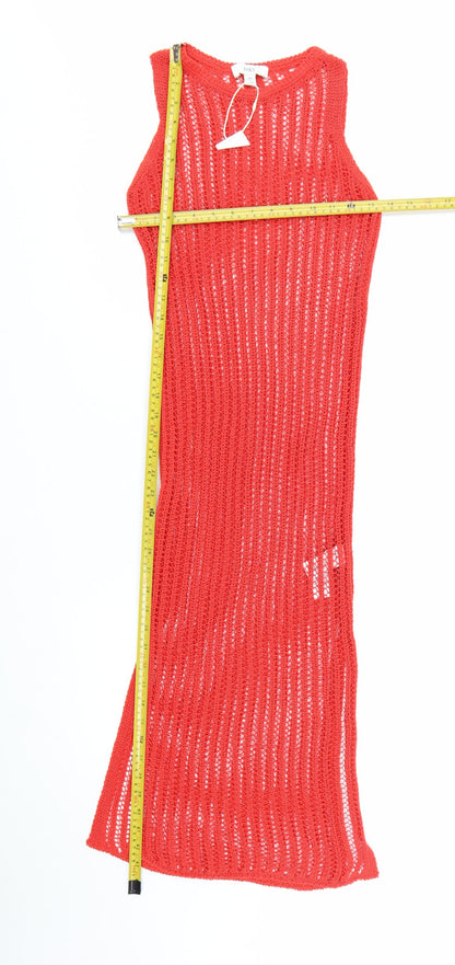 Marks and Spencer Women Red XS Knit Sleeveless Tank Midi Dress