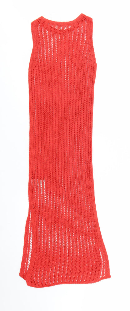 Marks and Spencer Women Red XS Knit Sleeveless Tank Midi Dress