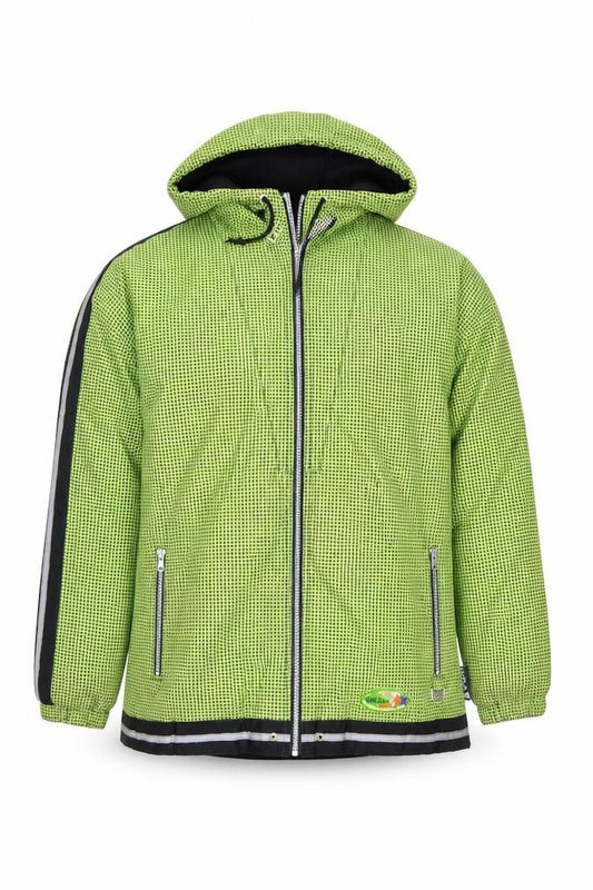 MEGA Men’s Green Hooded Windbreaker Jacket L Outdoor Zip Pockets