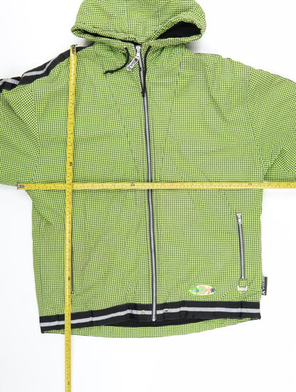 MEGA Men’s Green Hooded Windbreaker Jacket L Outdoor Zip Pockets