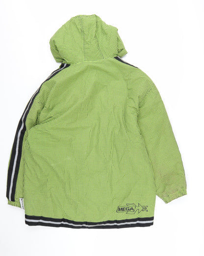 MEGA Men’s Green Hooded Windbreaker Jacket L Outdoor Zip Pockets
