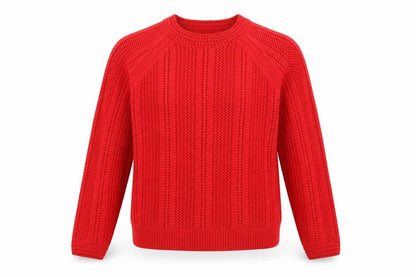 Marks & Spencer Women Red Chunky Knit Cotton Jumper Size M
