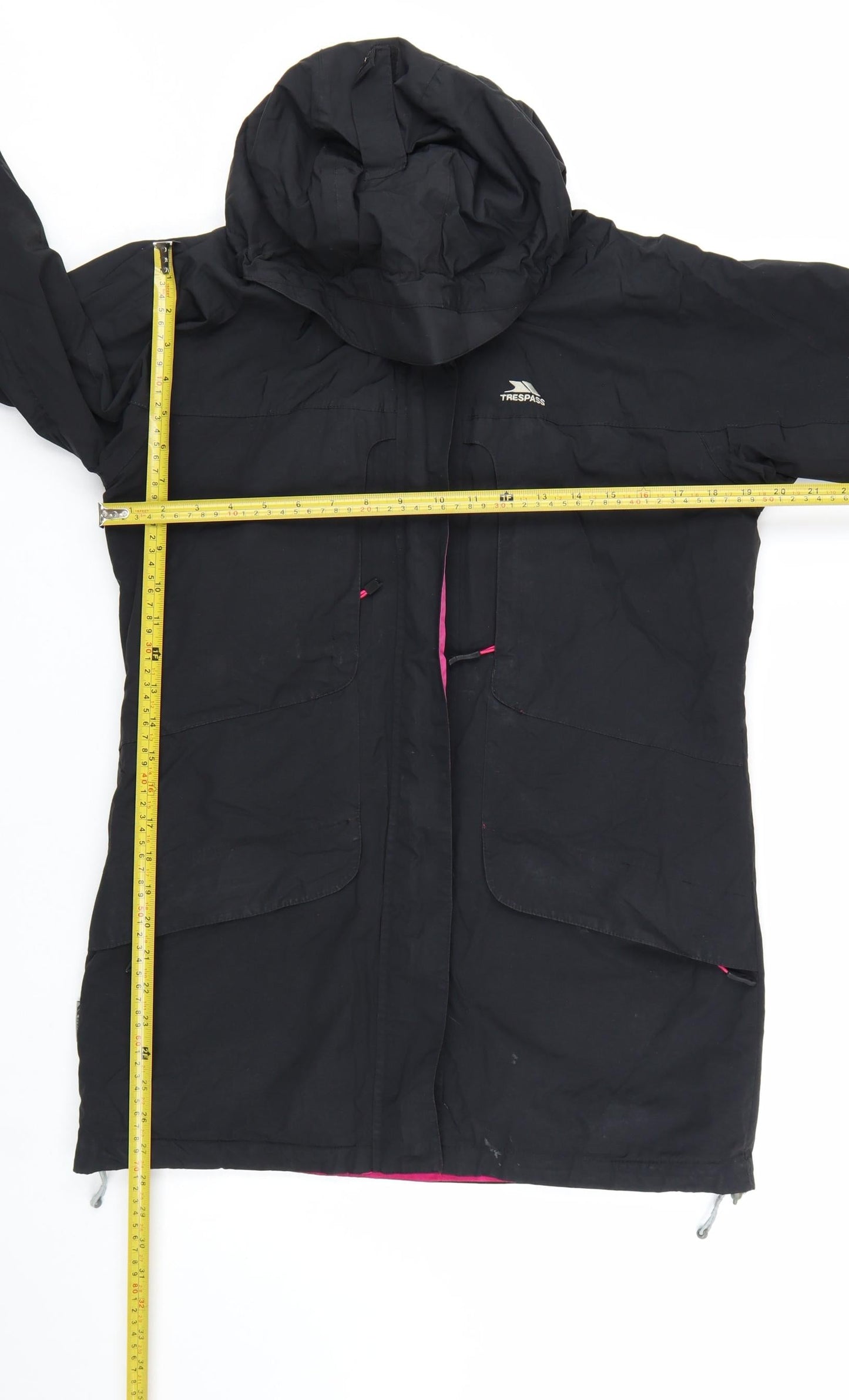 Trespass Women's Black Waterproof Hooded Long Rain Coat Jacket M