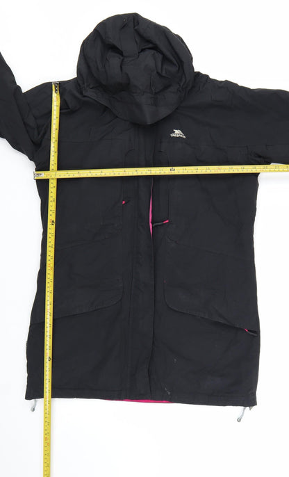 Trespass Women's Black Waterproof Hooded Long Rain Coat Jacket M