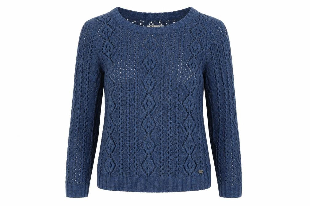 Roxy Women Blue Open-Knit Wool Blend Pullover Jumper Size L