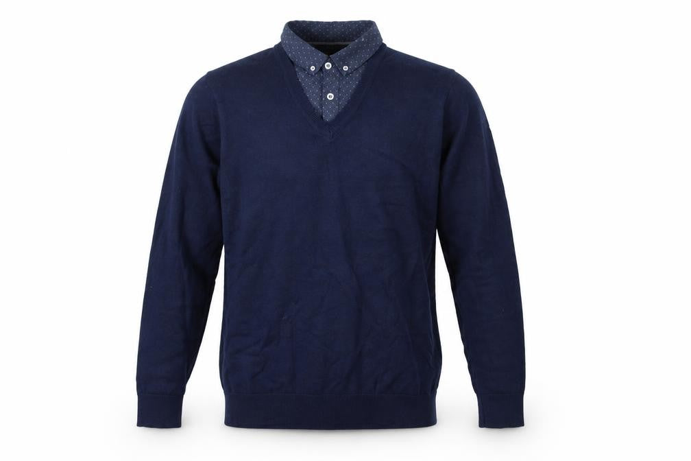 Next Men's Blue Medium V-Neck Cotton Blend Pullover Jumper