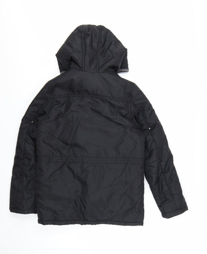 Catimini Boys Black Hooded Puffer Jacket 12 Years Winter Lined Coat