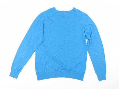 Bench Mens Blue Cotton Crew Neck Pullover Jumper Size M