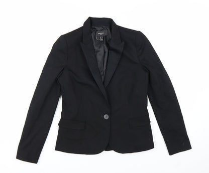 Mango Women's Black Single-Breasted Suit Jacket Size 6 Tailored Blazer