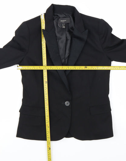 Mango Women's Black Single-Breasted Suit Jacket Size 6 Tailored Blazer