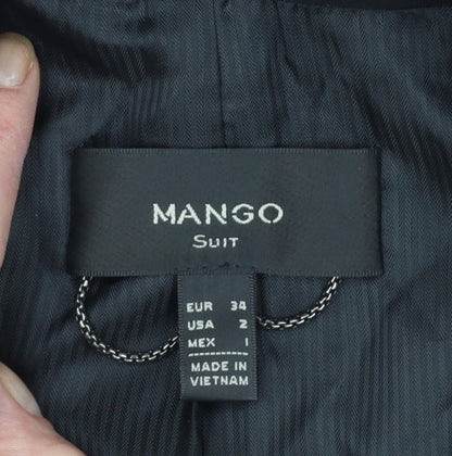 Mango Women's Black Single-Breasted Suit Jacket Size 6 Tailored Blazer